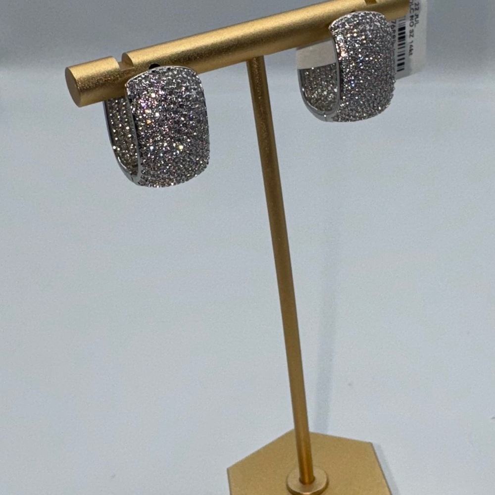14k 2.5ct Pave Hoops - Picture 10 of 14